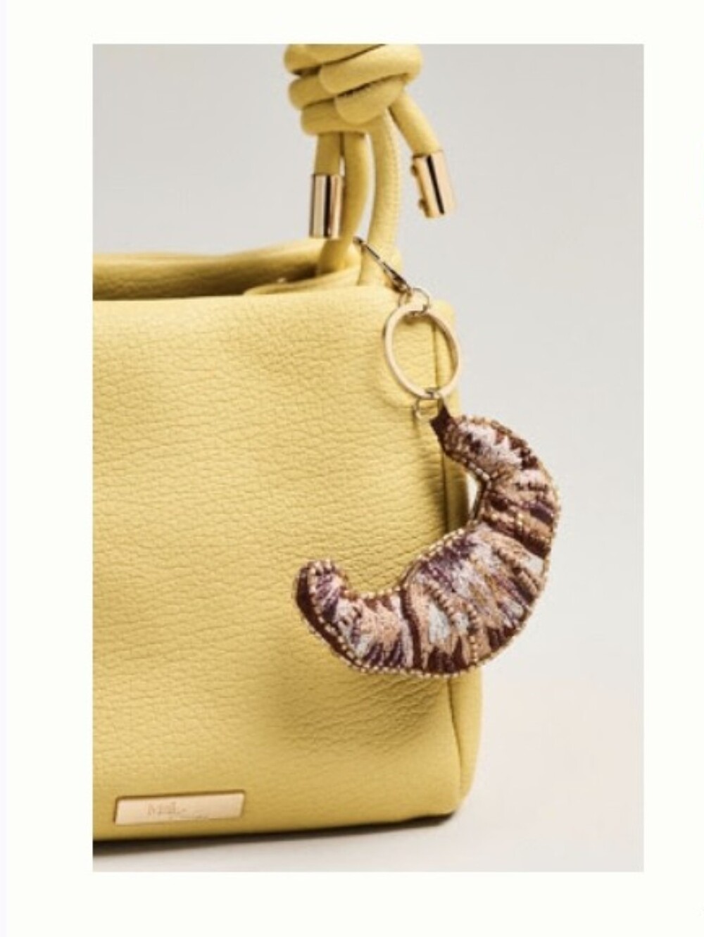 Anthropologie Beaded Croissant Bag Charm/Keychain, New With Tags!